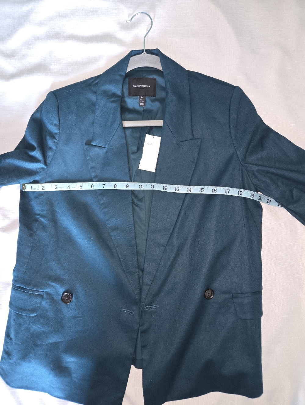 Banana Republic Blazer 6 Petite Linen Blend Teal Blue Green Blazer Career - Picture 6 of 7